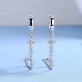 Solid Sterling Silver CZ Chain Earrings Cross Cuff Stud Brilliant Color Hypoallergenic Small Women Girls Swag Weddings Bridesmaid jewelry