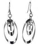 Sterling Silver 2 Hoop Dangle Earrings Drop Dangle for Woman Girls Cross Jesus Jewelry Jewellery