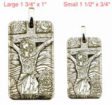 solid sterling silver engraved s999 dog tag jesus image crucifix cross necklace biker waterproof medallion mens christian jewelry