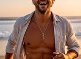 Handmade Hammered Stainless Steel Cross Necklace, Waterproof