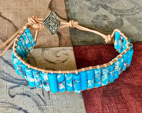 Natural Stone Bracelet 1 Wrap Boho Bohemian Yoga Leather Friendship High Quality SouthWest Jewelry for Women Single Girls Jewelry