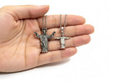 Solid Sterling Silver Christ the Redeemer Jesus Prince of Peace Crucifix open arms Cross Italian Chain catholic Rio Brazil Cristo Redentor