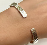 Pure silver bracelet hammered men womens thick raised pattern bangle cuff heavy jewelry