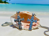 Solid Sterling Silver Cross and Chain Celtic Viking Vine Crucifix Necklace for Women Old World Catholic Silver S925 Cross Chain Jesus