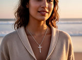 Handmade Hammered Stainless Steel Cross Necklace, Waterproof