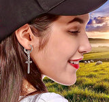 Long Viking Cross Earrings with Celtic Irish Design and Hoop Closure Crucifix Boho bohemian style Jesus Cross EarringsJewelry