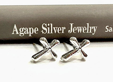 Contemporary Cross Earrings in Silver or Gold in a Modern flowing Design