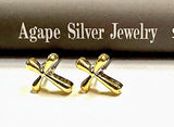 Contemporary Cross Earrings in Silver or Gold in a Modern flowing Design