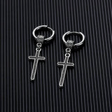 Long Viking Cross Earrings with Celtic Irish Design and Hoop Closure Crucifix Boho bohemian style Jesus Cross EarringsJewelry