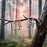 Cross Huggie Earrings Sterling CZ Wrap Elegant Cuff Sparkling Zirconia Modern Design