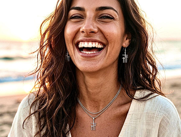 Lightweight Calvary Three Cross Earrings & Necklace SET – Exclusive Faith Jewelry
