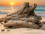 Lightweight Calvary Three Cross Earrings & Necklace SET – Exclusive Faith Jewelry