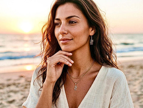 Lightweight Calvary Three Cross Earrings & Necklace SET – Exclusive Faith Jewelry