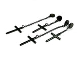 2 cross double tassel chain earrings available in 3 colors