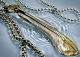 Solid Sterling Silver Cross and Eagle Feather Necklace with Detailed Engraving