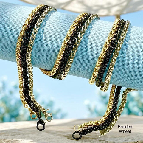 Necklace Keel Chain Silver Gold Black Stainless Steel Wheat Box Design Waterproof Pendant for Mens Boys Christian Jewelry jewellery