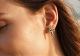 Multi Color CZ Gold Cross Earrings Weddings Bridesmaid Rainbow Stud Crosses for Women Girls jewellery jewelry