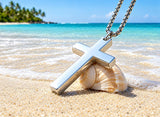 Solid Sterling Silver Cross Necklace, S925, with Box Chain